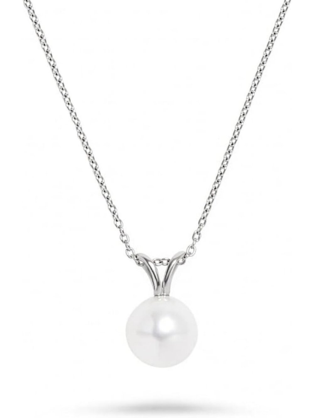 Elegant Freshwater Pearl Pendant Necklace in Sterling Silver - Delicate Chain